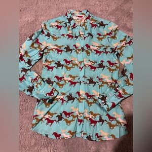 Tin Haul Womens Wild Mustang Blue 100% Cotton S Shirt